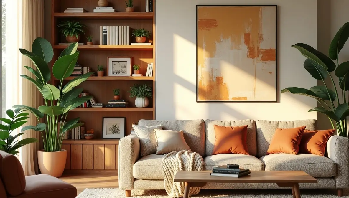 Cozy blended living room design styles inspiration for forever home sanctuary - Scandinavian Bohemian Industrial Japandi Coastal interior