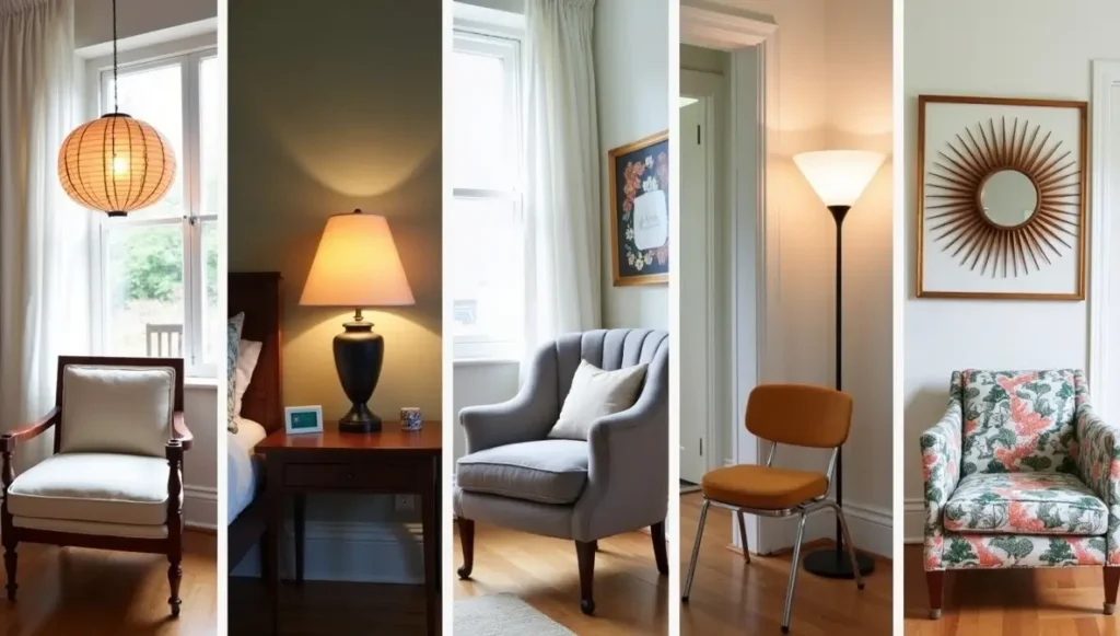 Unique living room concepts - Japandi fusion smart tech integrated vintage curated Art Deco glam cottagecore escape