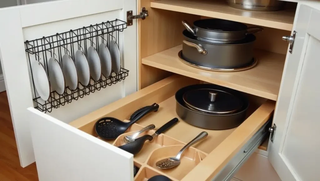 Deep cabinet storage solutions - pull-out organizers and drawer dividers